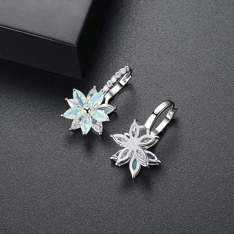 Gnoce Crystal Flower Leverback Dangle Earrings_2