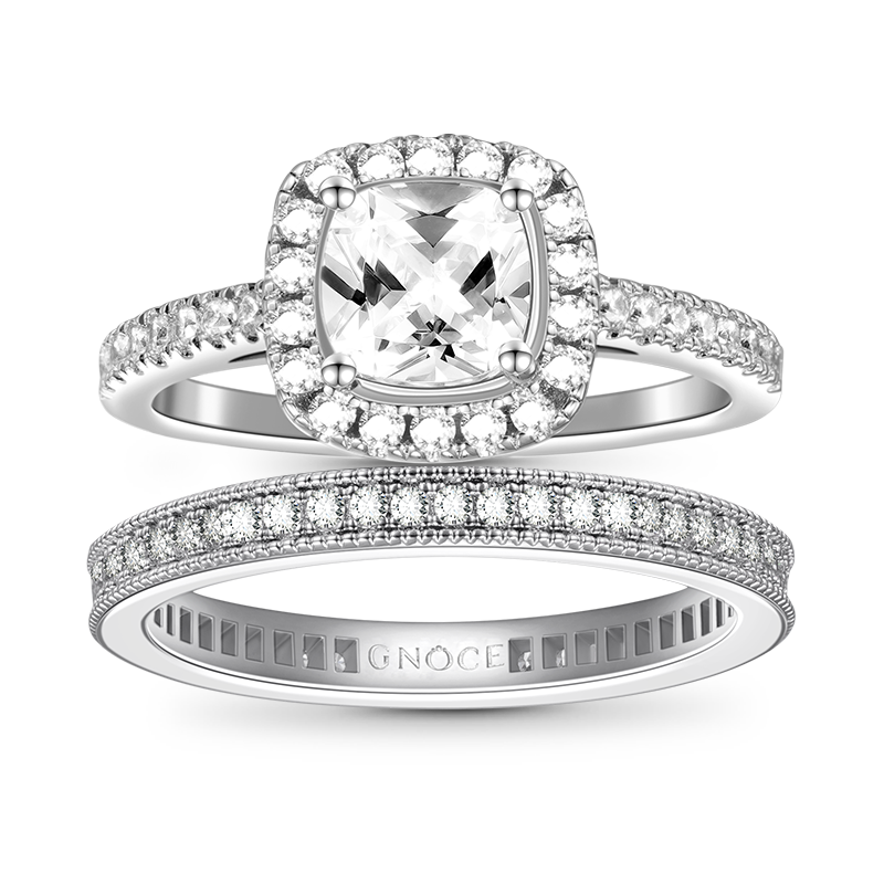 Gnoce Double Clear Square Cut Stackable Ring Set_1