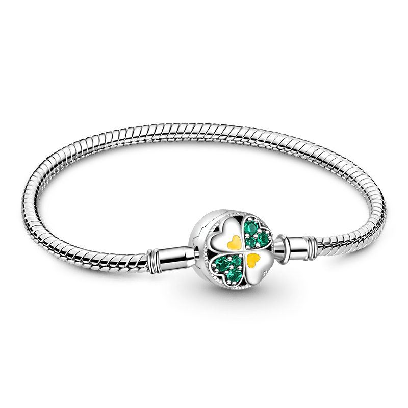 Gnoce Lucky Four-leaf Clover Basic Snake Chain Bracelet_1