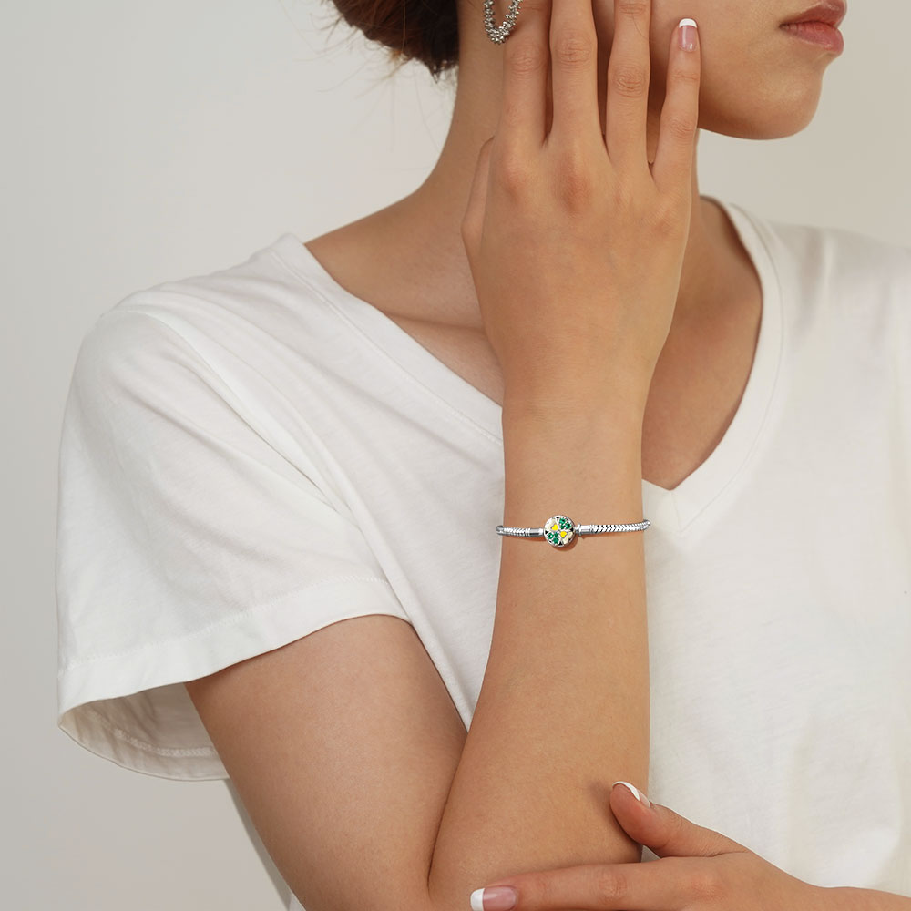 Gnoce Lucky Four-leaf Clover Basic Snake Chain Bracelet_5