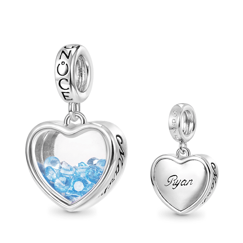 Gnoce Mar.Birthstone Heart Engravable Pendant Dangle Charm_1