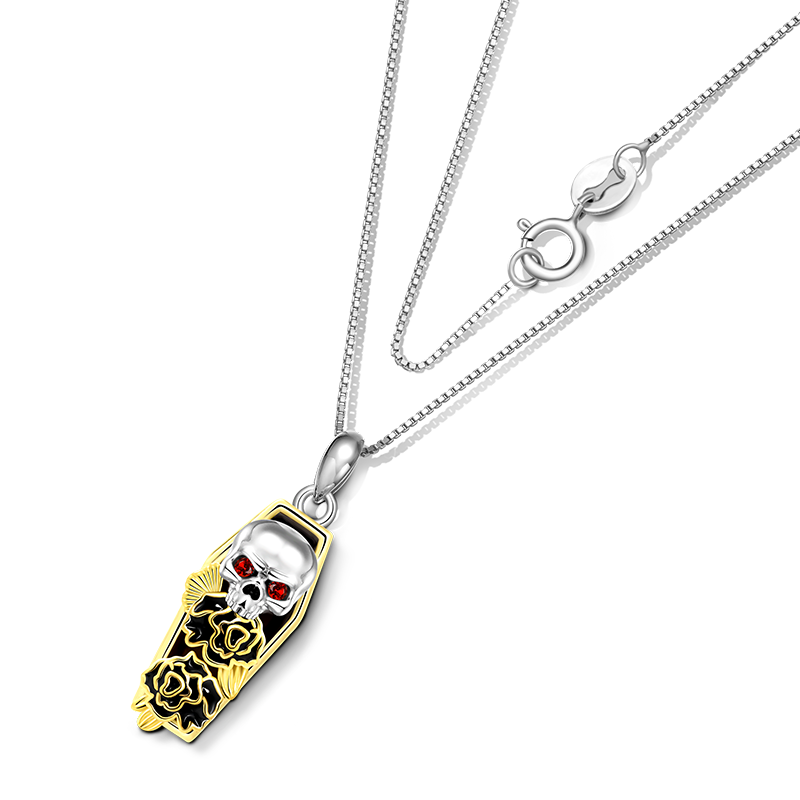 Gnoce Skull with Roses in the Coffin Necklace_2