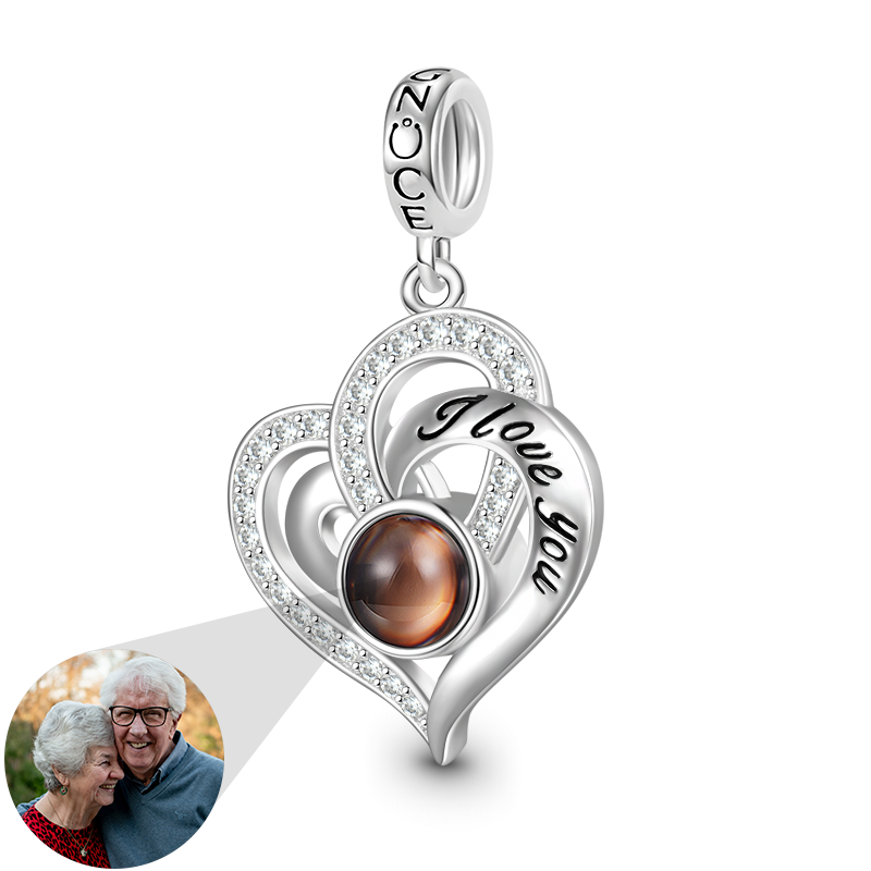 Gnoce Projection Love Heart Personalized Photo Pendant Dangle Charm_1