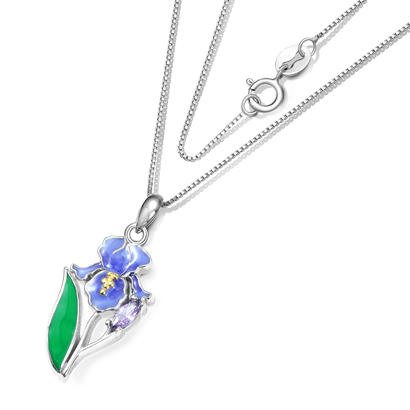 Gnoce Purple Iris Flower Necklace_3
