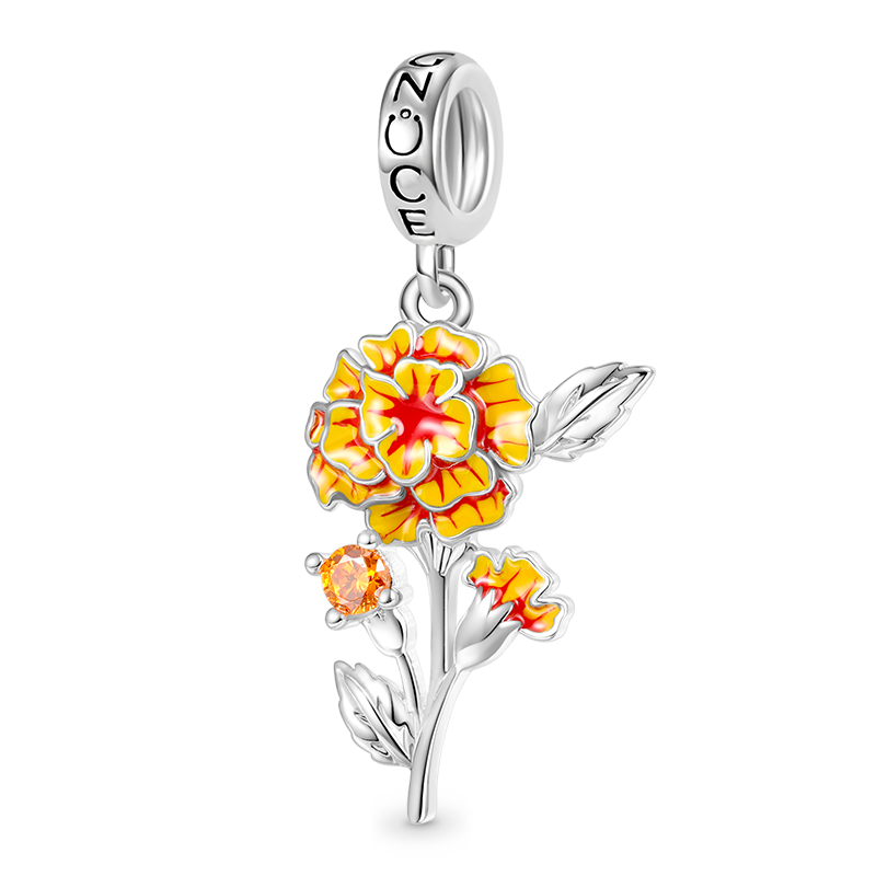 Gnoce Oct.Birthday Flower Marigold Pendant Dangle Charm_1