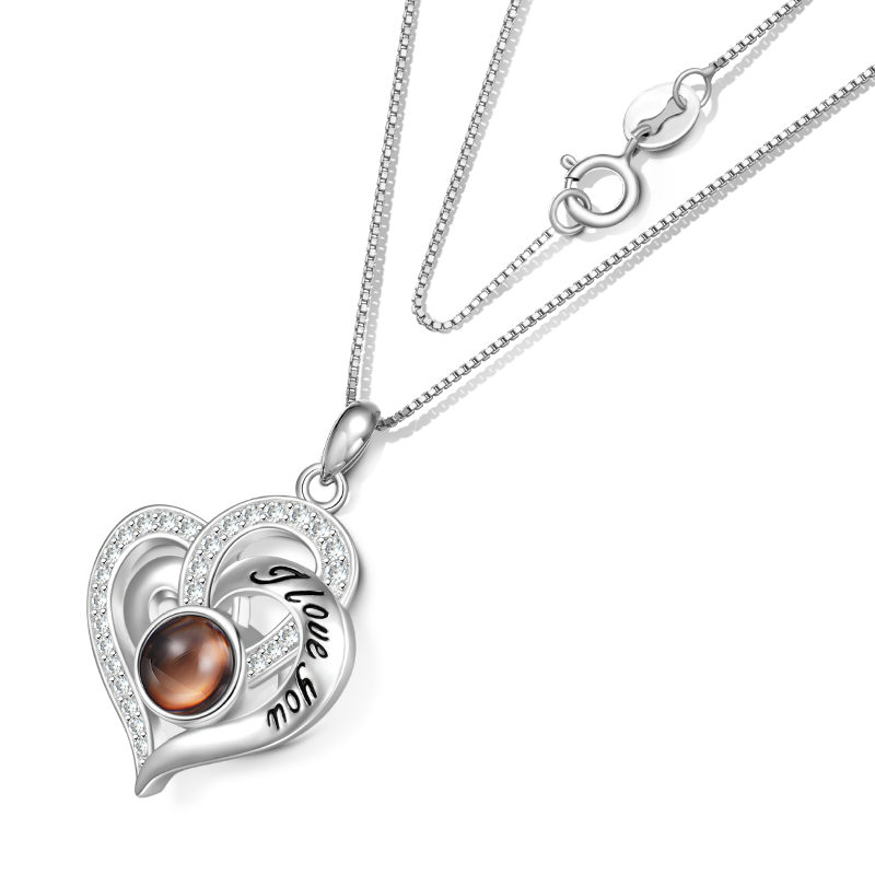 Gnoce Projection Love Heart Personalized Photo Necklace_2