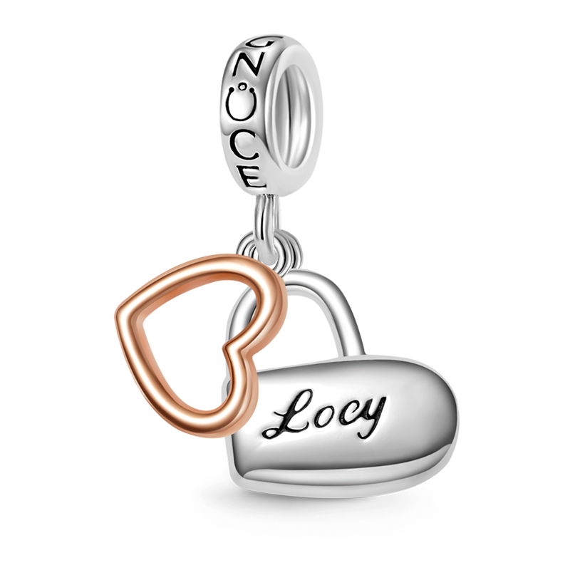Gnoce Love Lock Engravable Pendant Dangle Charm_1