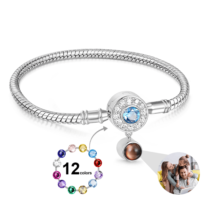 Gnoce Projection Birthstone Basic Snake Chain Bracelet_1