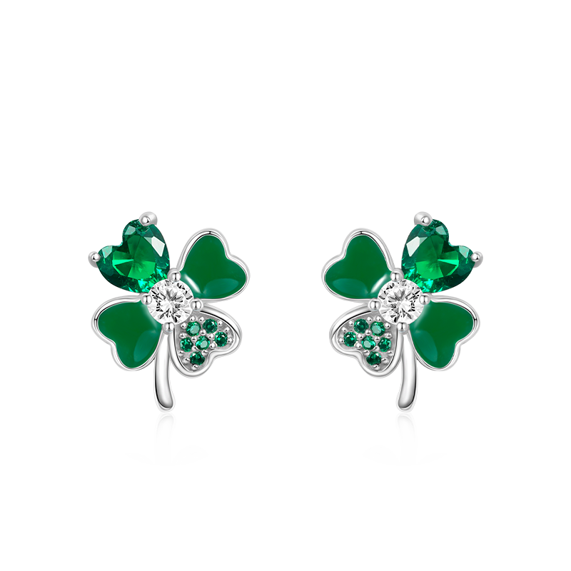 Gnoce Lucky Four Leaf Clover Stud Earrings_1