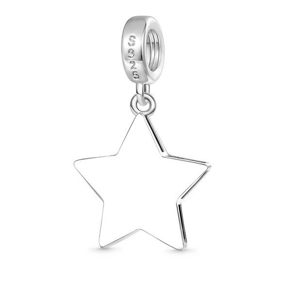 Gnoce Sparkling Star Engravable Charm Platinum-plated Silver Blend