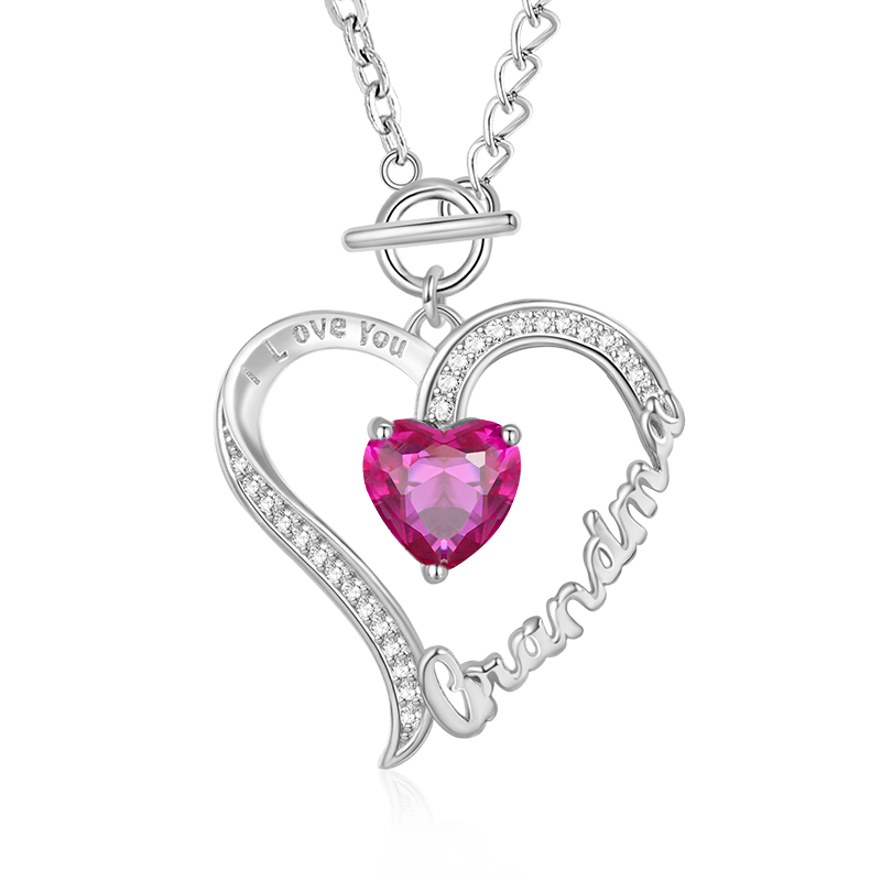 Gnoce "Grandma" Birthstone Heart Necklace_1