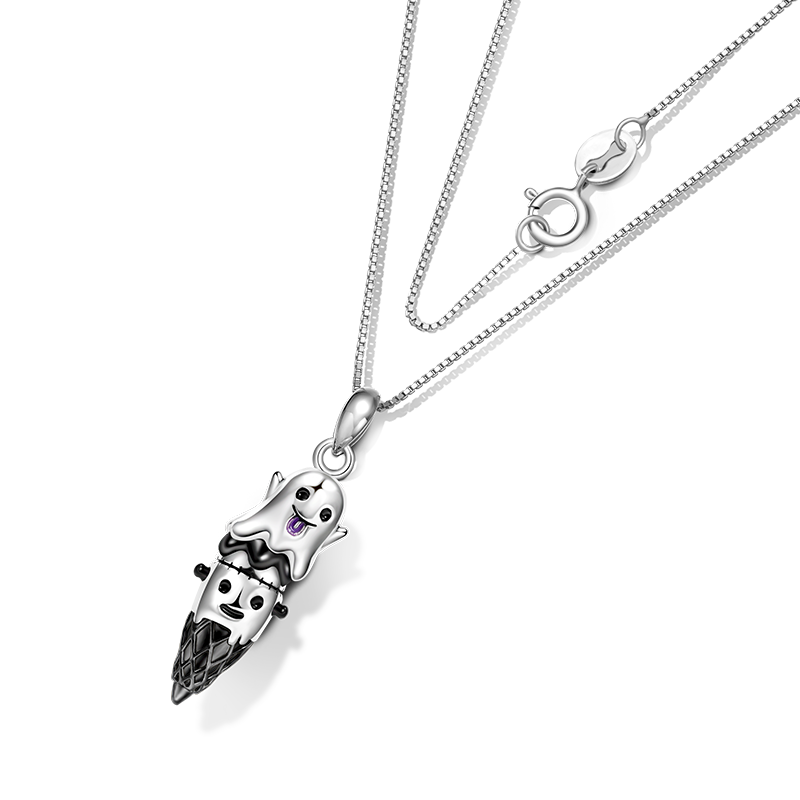 Gnoce Halloween Ghost Ice Cream Cone Necklace_2