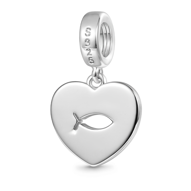 Gnoce Engravable Jesus Fish Birthday Name Pendant Dangle Charm_2