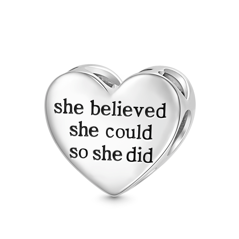 Gnoce “She Believed She Could So She Did” Pink Heart Charm_2