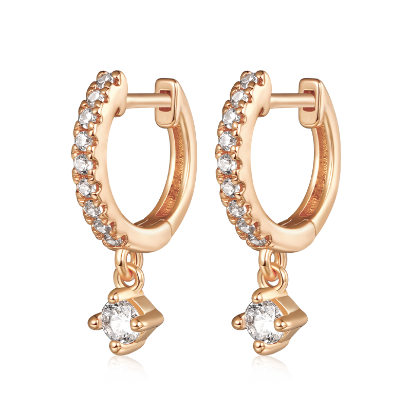 Gnoce Diamond Dangle Huggie Earrings_3