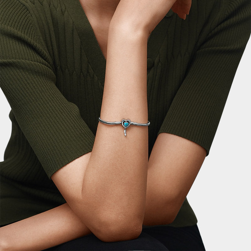 Gnoce Heart Lock with Feather Bracelet Platinum-plated Silver Blend_4