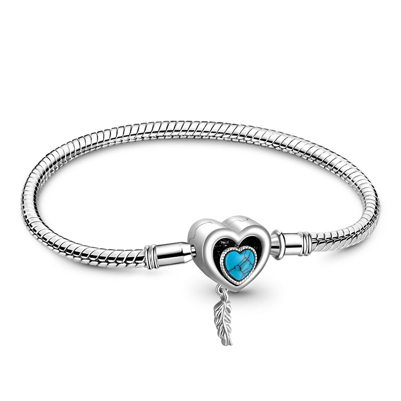 Gnoce Heart Lock with Feather Bracelet Platinum-plated Silver Blend_1