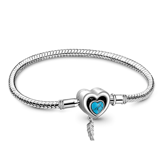 Gnoce Heart Lock with Feather Bracelet Platinum-plated Silver Blend_1