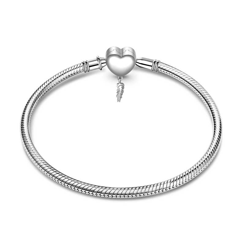 Gnoce Heart Lock with Feather Bracelet Platinum-plated Silver Blend_2