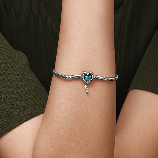 Gnoce Heart Lock with Feather Bracelet Platinum-plated Silver Blend_5