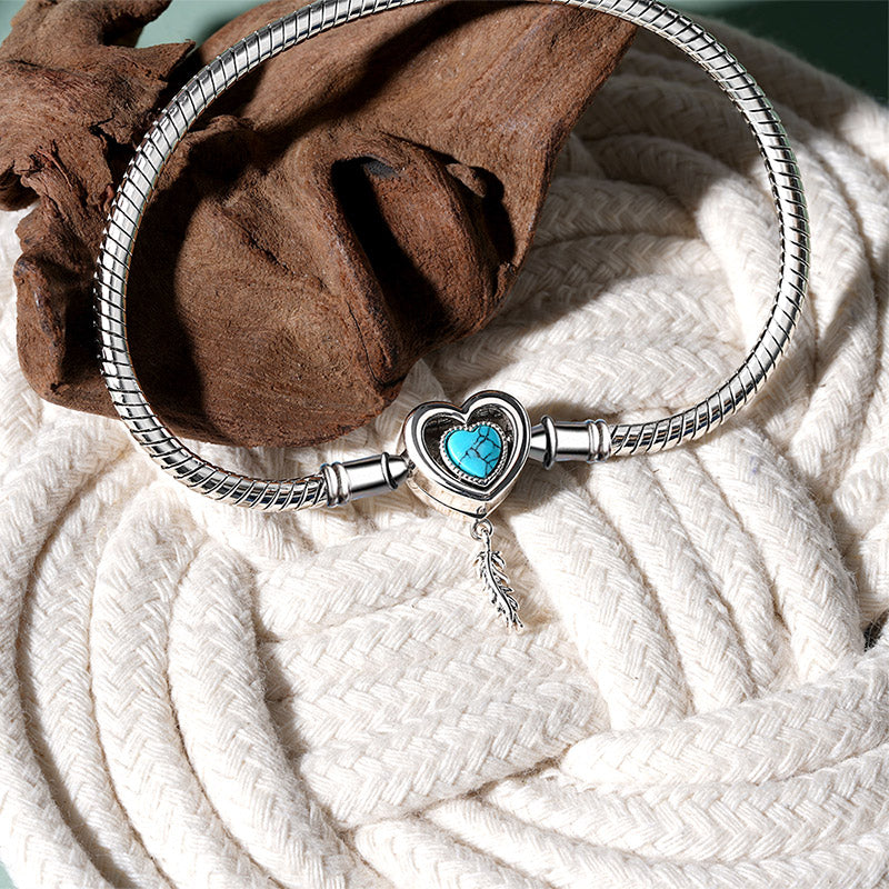 Gnoce Heart Lock with Feather Bracelet Platinum-plated Silver Blend_3
