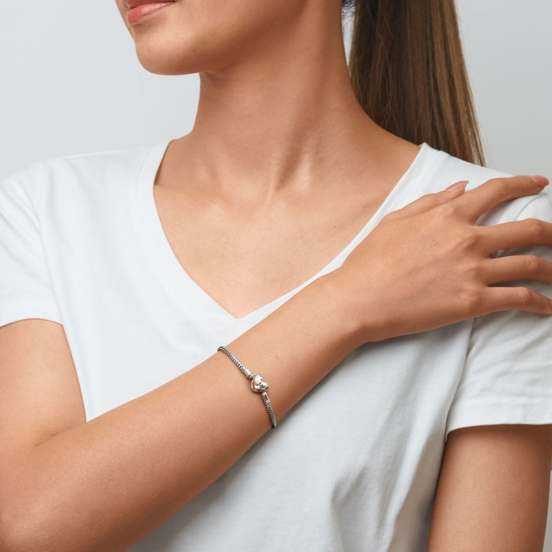 Gnoce Yellow Heart Basic Snake Chain Bracelet Platinum-plated Silver Blend_4