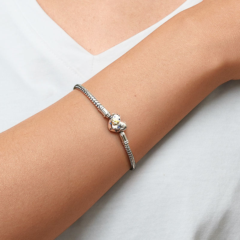 Gnoce Yellow Heart Basic Snake Chain Bracelet Platinum-plated Silver Blend_5