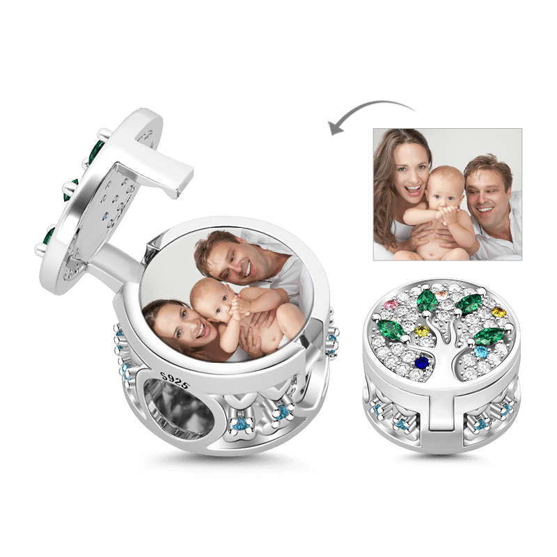 Gnoce "My Family Tree Tells a Rich Story " 925 Authentic Sterling Silver  Family Tree Magnetic Locket Photo Charms for Family/ Mother / Father Present_1