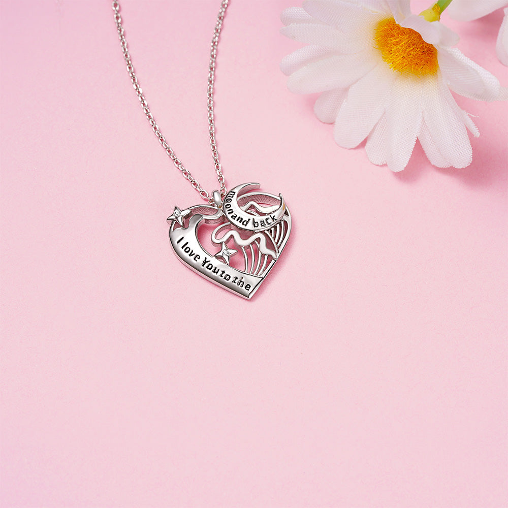 Gnoce "I love you to the moon and back" Love Heart Moon Necklace_4