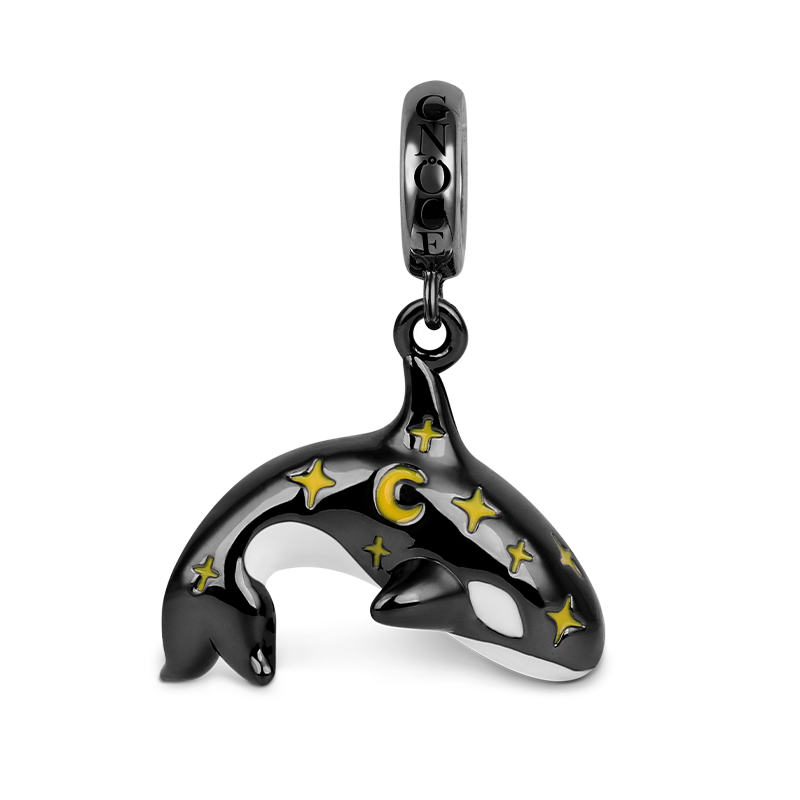 Gnoce "Ruler of the Undersea" Star Killer Whale Charm Pendant 925 Sterling Silver_1