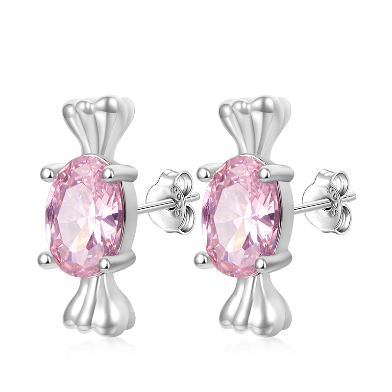 Gnoce Pink Candy Stud Earrings_2