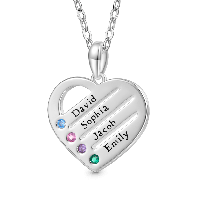Gnoce Personalized Heart Family Multi Name Necklace_1