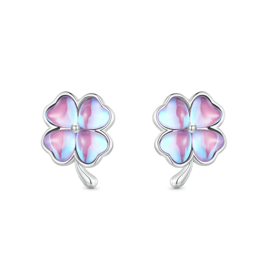 Gnoce Dazzling Colorful Lucky Clover Stud Earrings_1