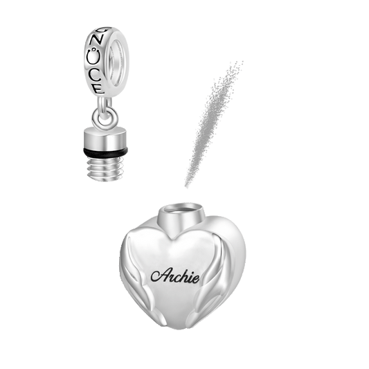Gnoce Engravable Wings Heart Urn Ashes Charm Platinum-plated Silver Blend_1