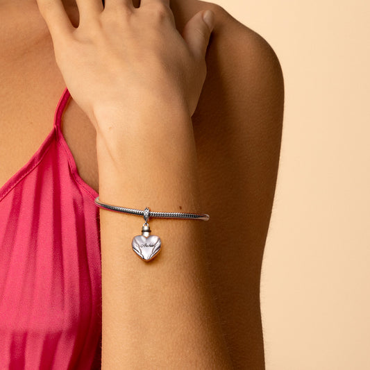 Gnoce Engravable Wings Heart Urn Ashes Charm Platinum-plated Silver Blend_7