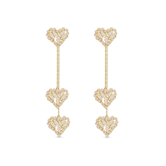 Gnoce Long Tassel Heart Crystal Dangle Earrings_1