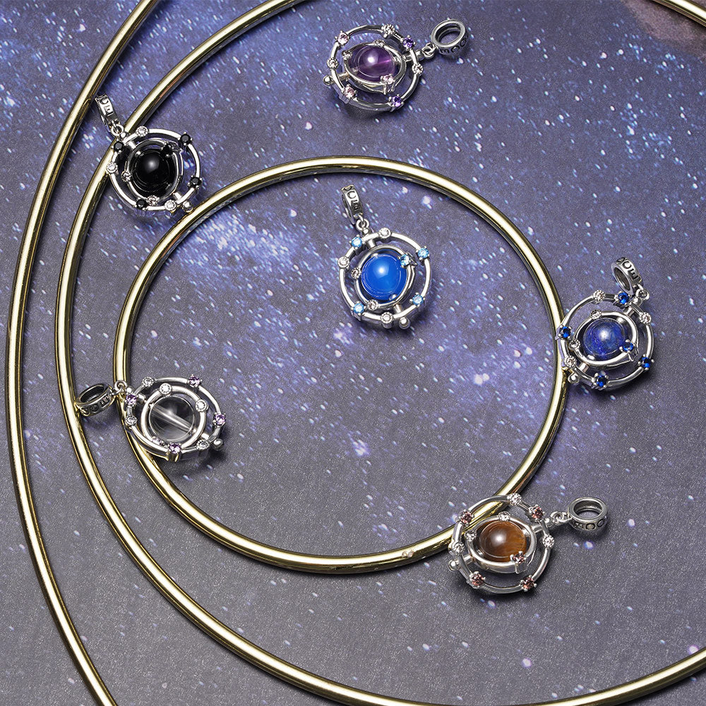 Gnoce Rotatable Natural Amethyst Galaxy Pendant Dangle Charm_3