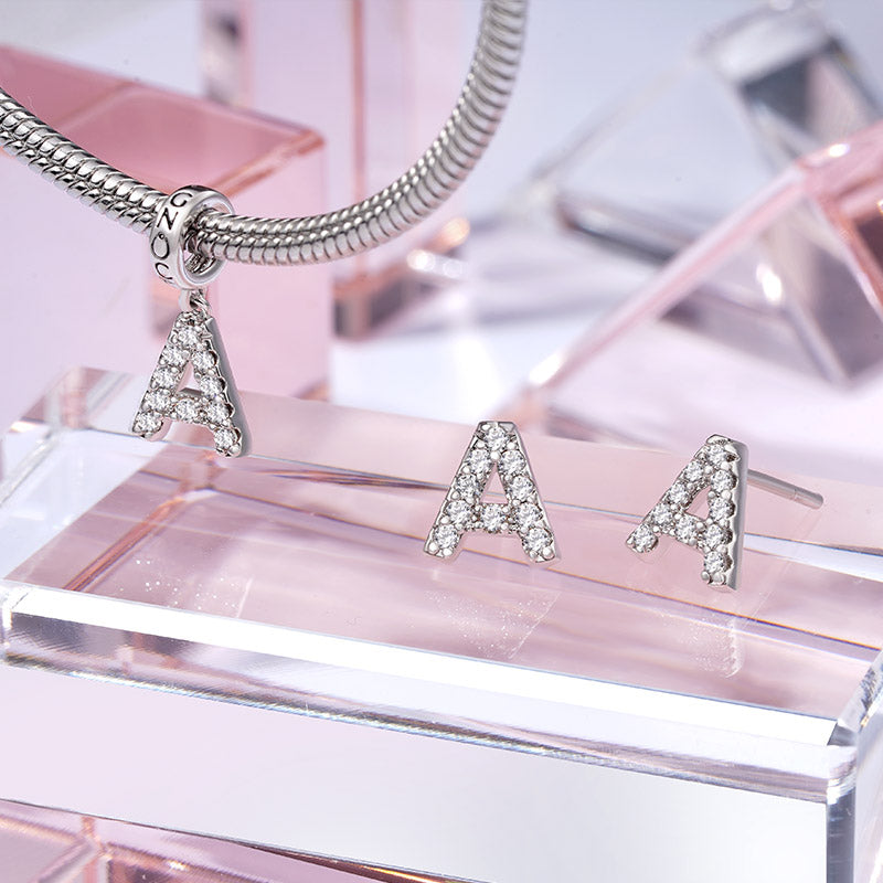 Gnoce Initial Letters Personalized Birthstone Gift Charm Platinum-plated Silver Blend_4
