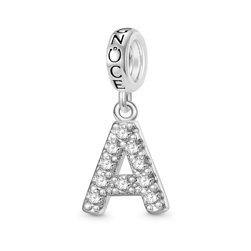 Gnoce Initial Letters Personalized Birthstone Gift Charm Platinum-plated Silver Blend_2