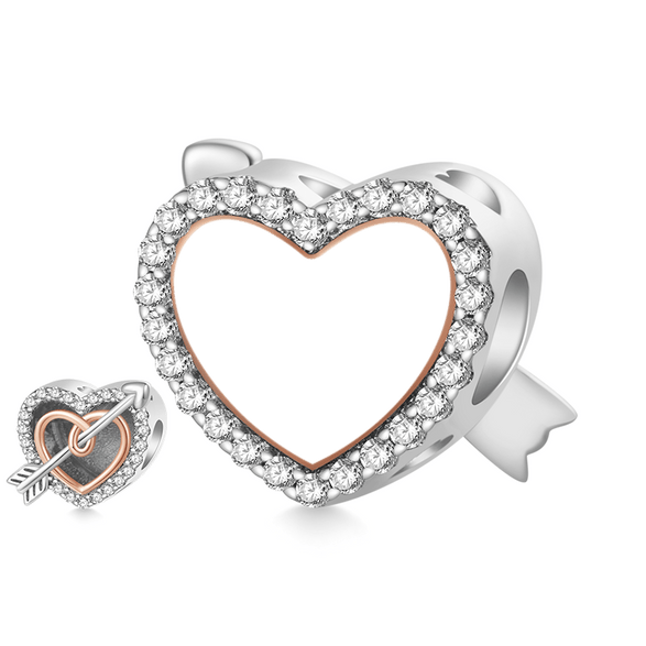 Gnoce Arrow Heart Engravable Charm Platinum-plated Silver Blend