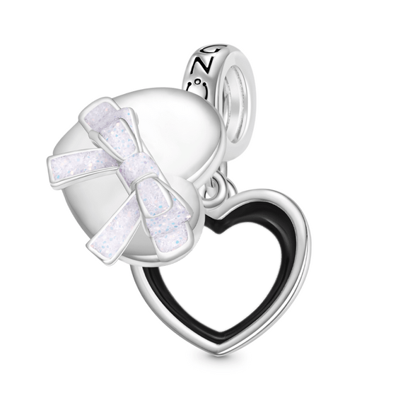 Gnoce Heart Gift Box Engravable Charm Platinum-plated Silver Blend