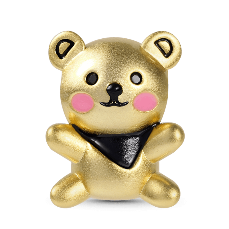 Cute Bear Charm Bead Sterling Silver 18K Gold Plated_1