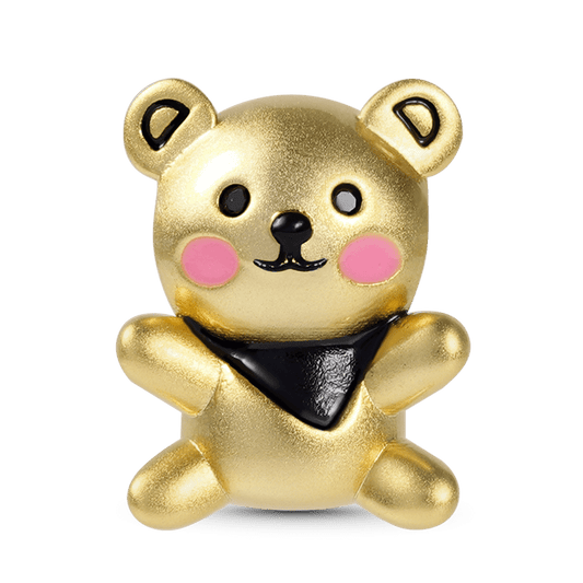 Cute Bear Charm Bead Sterling Silver 18K Gold Plated_1