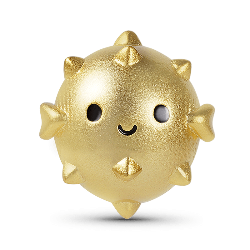 Balloon Fish Charm Bead Sterling Silver 18K Gold Plated_1