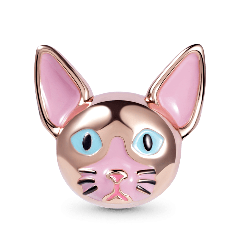 Sphynx Hairless Cat Charm Bead Sterling Silver_1