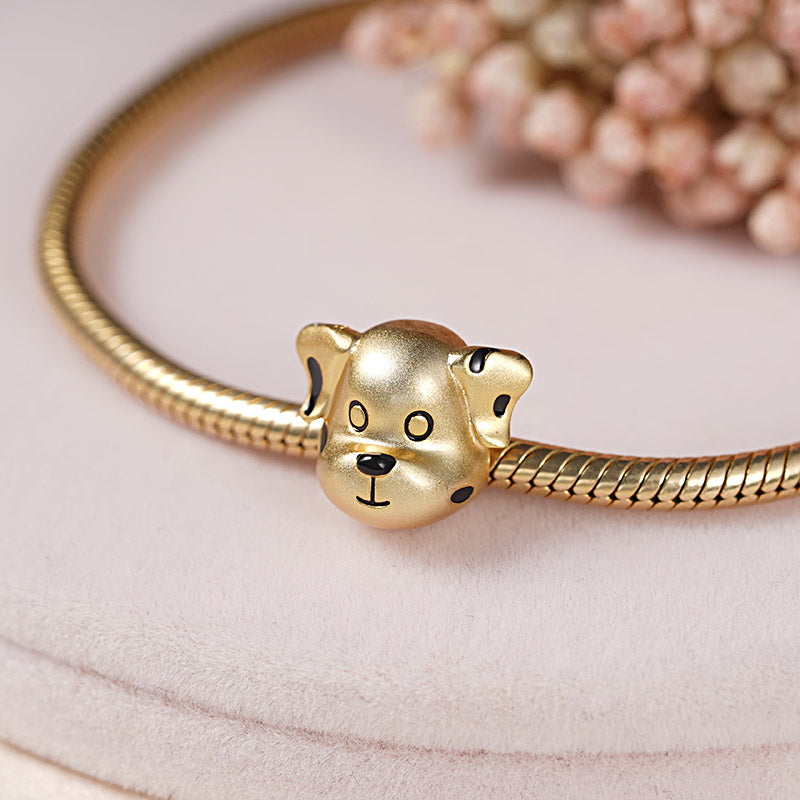 Dalmatian Dog Charm Bead Sterling Silver 18K Gold Plated_2