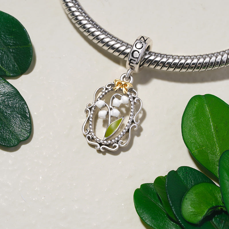 Gnoce Retro Lily Of The Valley Flowers Pendant Dangle Charm_3