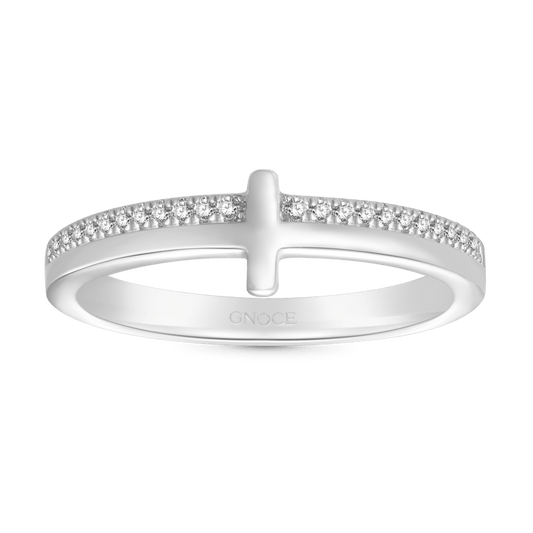 Gnoce Petite Cross Silver Band Ring_1