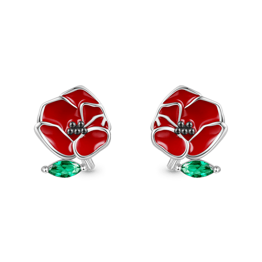 Gnoce Birthday Flower Series Poppy Stud Earrings_1