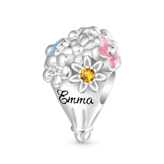 Gnoce Engravable Flowers Bouquet Charm_1